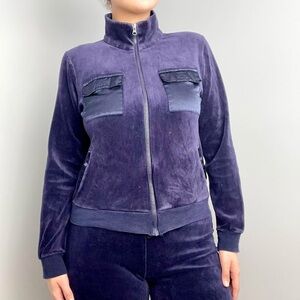 Y2K Navy Blue Velour Jacket